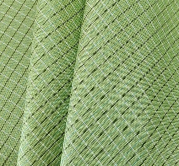 Plaid Tussah silk fabric by the yard