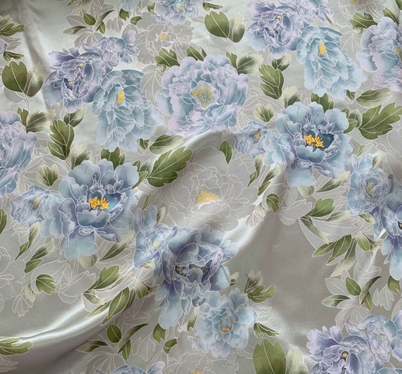 Jacquard print silk fabric by the yard