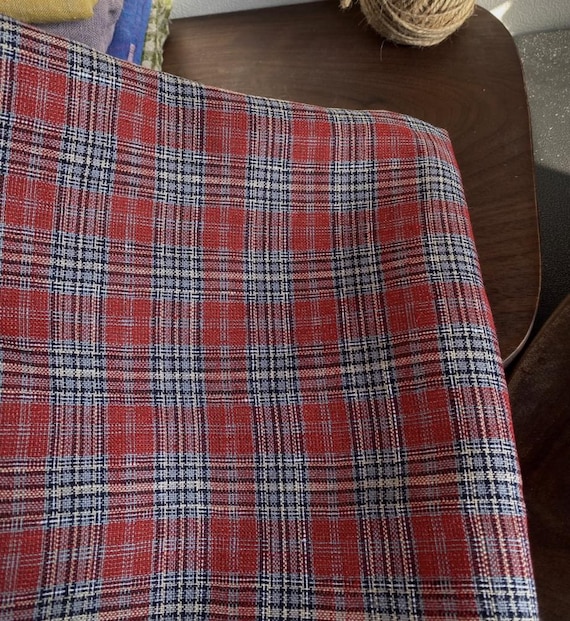 Plaid linen fabric by the yard