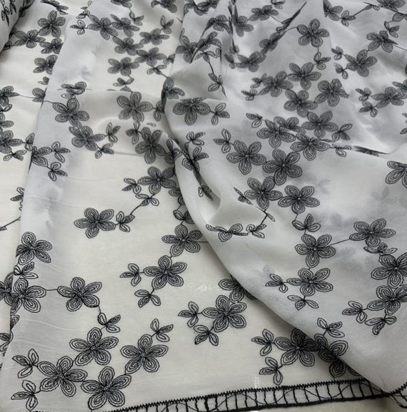 Embroidery chiffon fabric by the yard