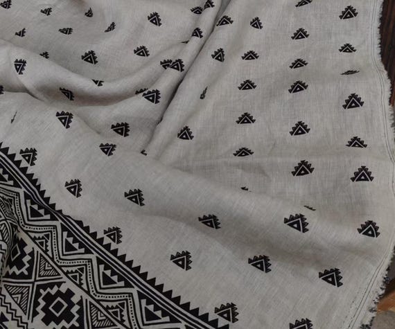 Print floral linen fabric