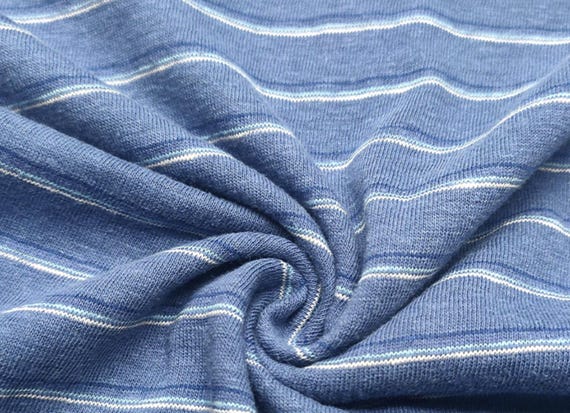 Striped hemp organic cotton knit fabric by the yard
