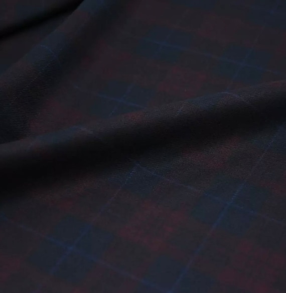 Plaid Worsted Wool fabric by the yard