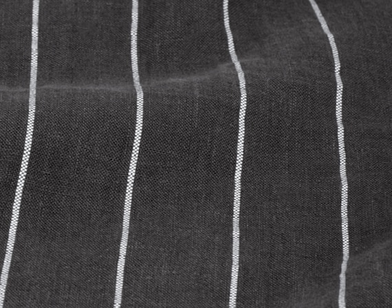 Striped linen fabric by the yard