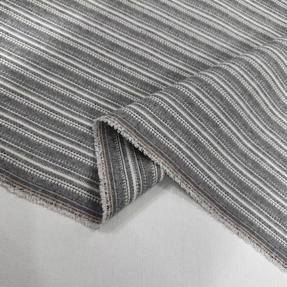 Striped linen fabric by the yard