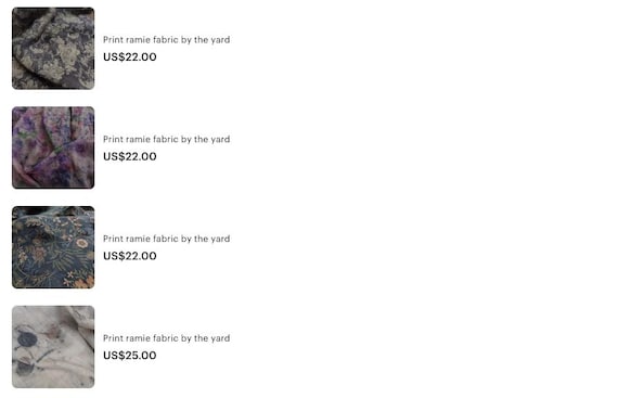 Print ramie fabric 0.5yard each for 4 fabrics