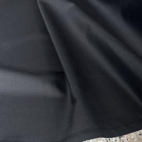 Black Silk Wool Worsted fabric by the yard