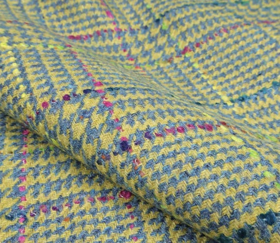 Plaid wool fabric by the yard
