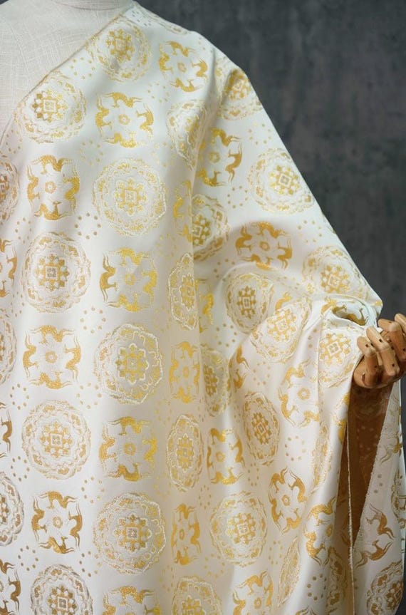 Jacquard brocade fabric by the yard