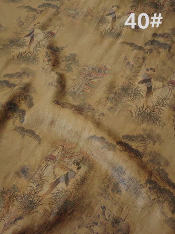 Print floral linen fabric by the yard