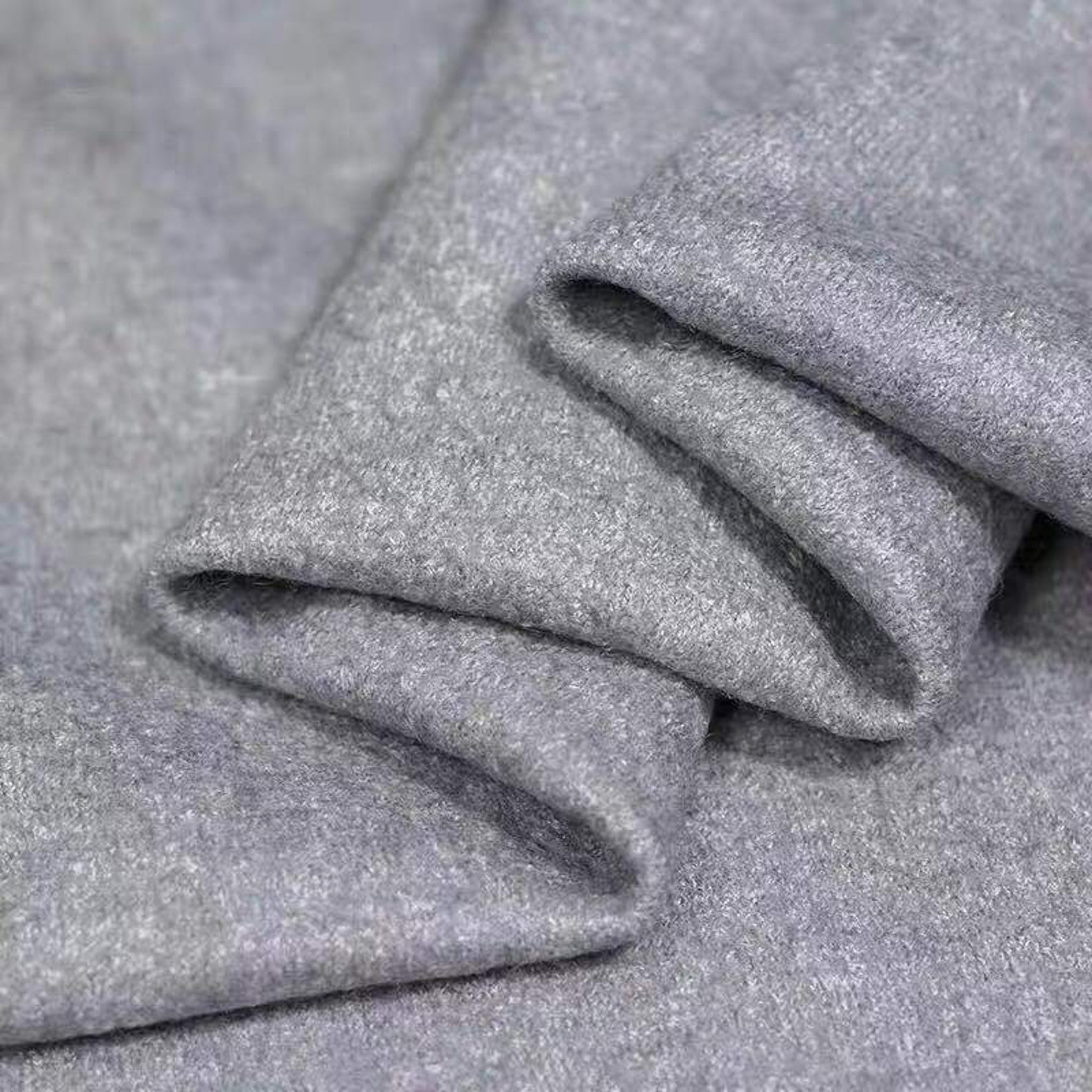 Gray Knit wool fabric woolen fabric by the yard Etsy