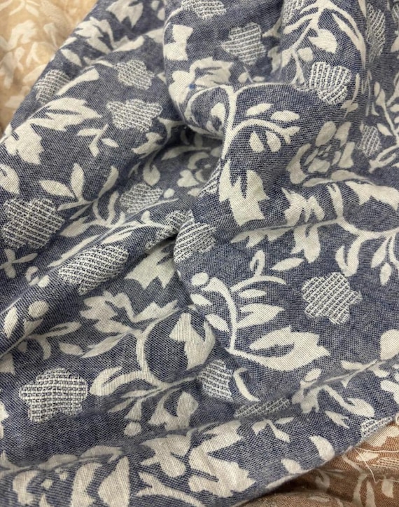 Jacquard Floral Linen Cotton Fabric By The Yard