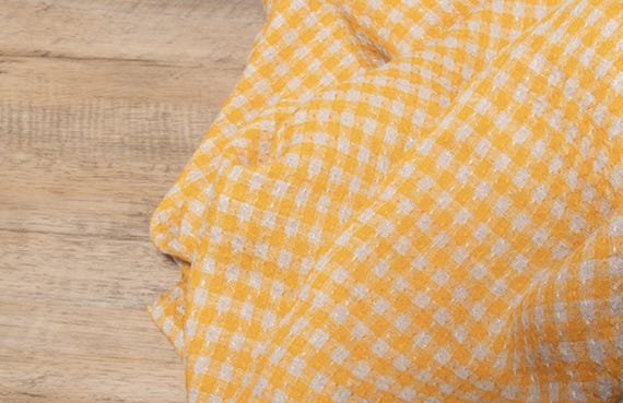 Jacquard plaid linen fabric by the yard