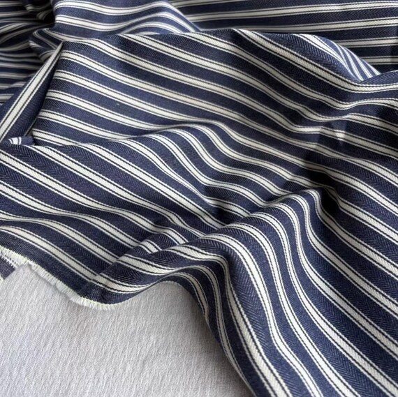 Herringbone linen fabric, Striped linen fabric by the yard