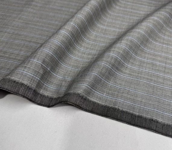Striped Silk wool fabric by the yard