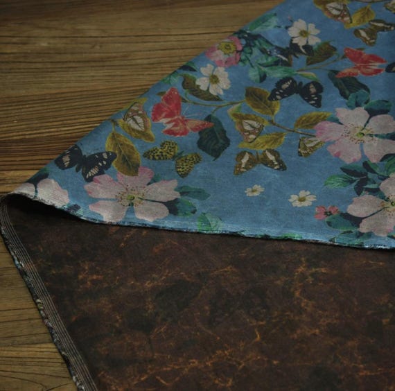 Print cupra fabric, Floral cupro fabric by the yard