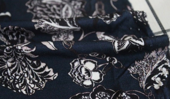 Flowers Print Knit silk jersey fabric by the yard