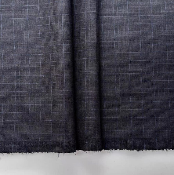 Plaid Worsted Wool fabric by the yard SUITING Fabric