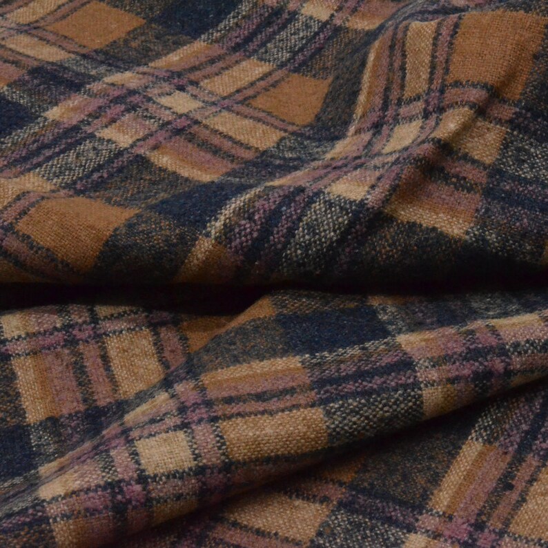 Plaid Wool fabric woolen fabric by the yard Etsy