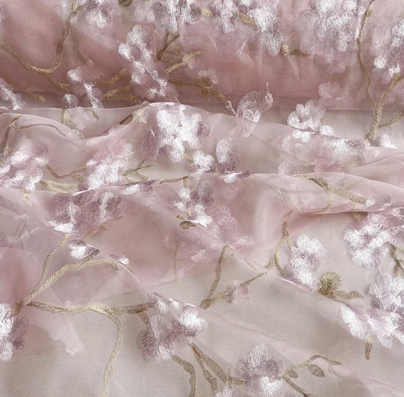 Embroidery Organza silk fabric by the yard