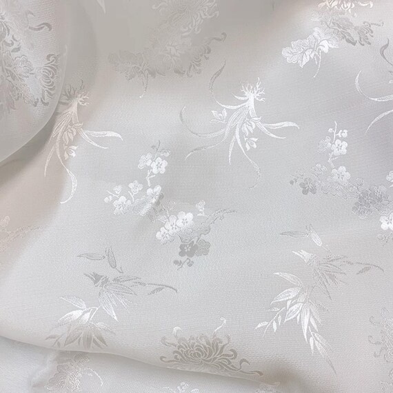 Floral Jacquard Brocade Silk Fabric By The Yard #251111