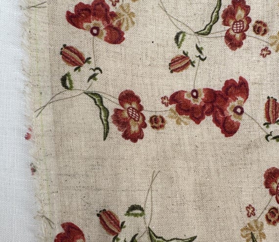 Print floral linen fabric by the yard