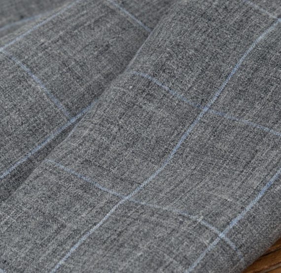 Plaid linen fabric by the yard
