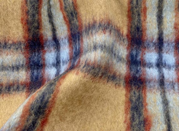 Plaid Alpaca wool fabric by the yard