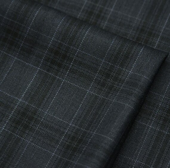 Plaid Worsted Wool fabric by the yard