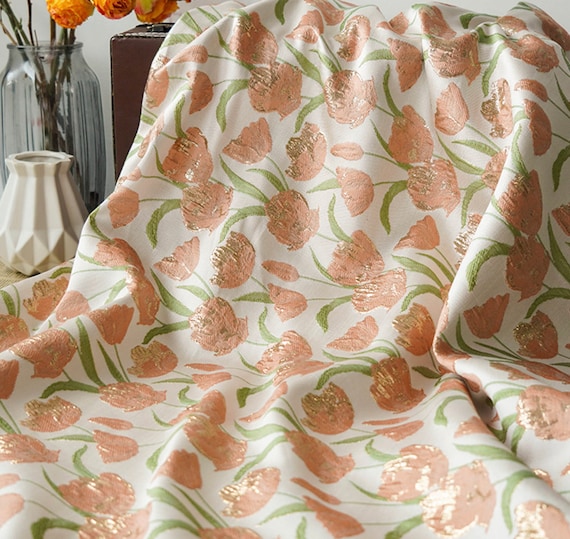 Tulip Jacquard brocade fabric by the yard