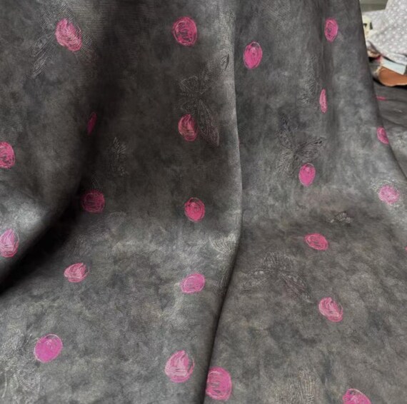 Dotted Jacquard Gambiered silk fabric by the yard