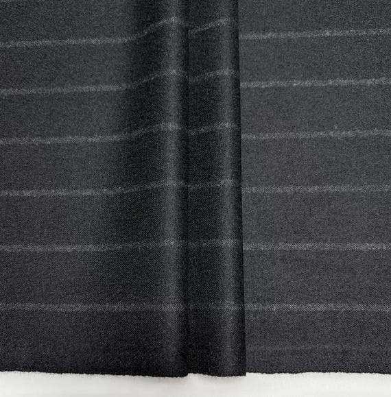 Striped Worsted cashmere wool fabric by the yard