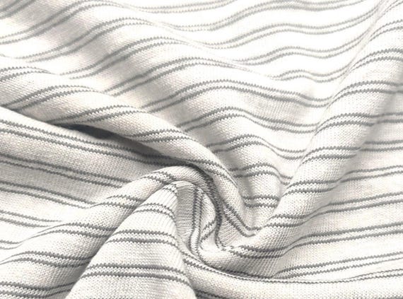 Striped hemp organic cotton knit fabric by the yard