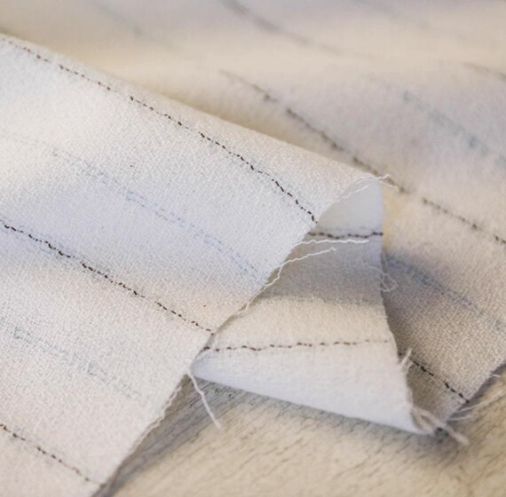 Striped Crepe Worsted Wool fabric by the yard