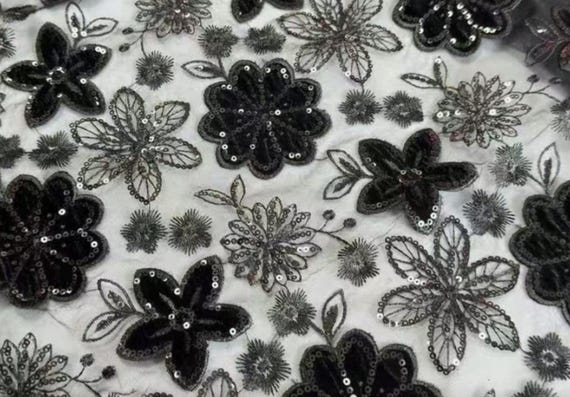 Embroidery flowers lace fabric by the yard