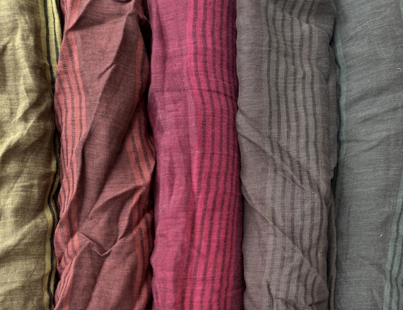 Striped linen fabric by the yard