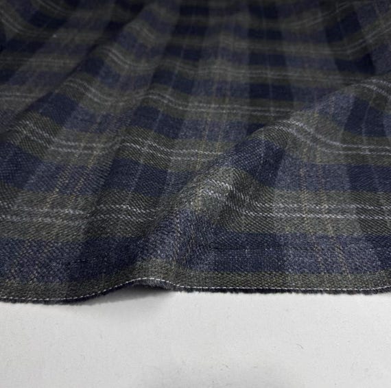 Plaid wool fabric by the yard