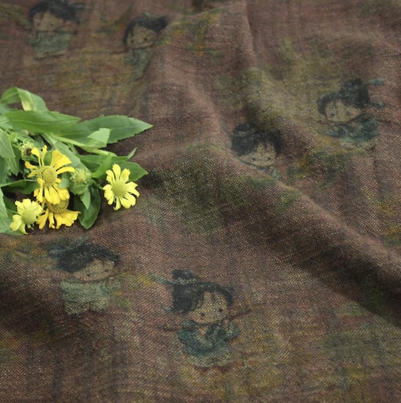 Print linen fabric by the yard