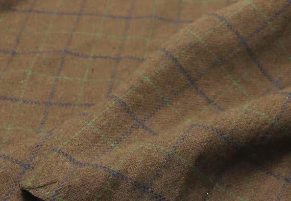 Plaid wool fabric by the yard