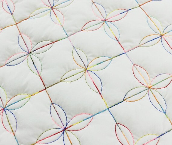Embroidered Textured quilted padded fabric by the yard
