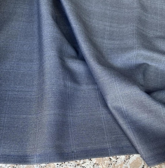 Plaid Tussah Silk wool fabric by the yard