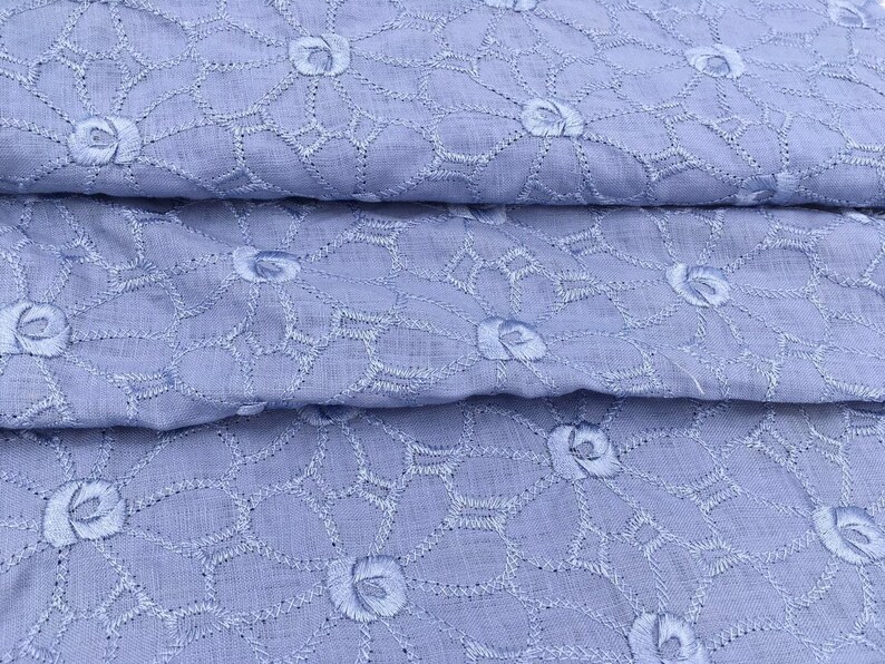 Embroidery embroidered linen cotton fabric by the yard Etsy