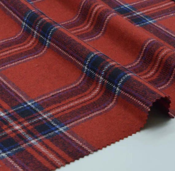 Plaid wool fabric by the yard
