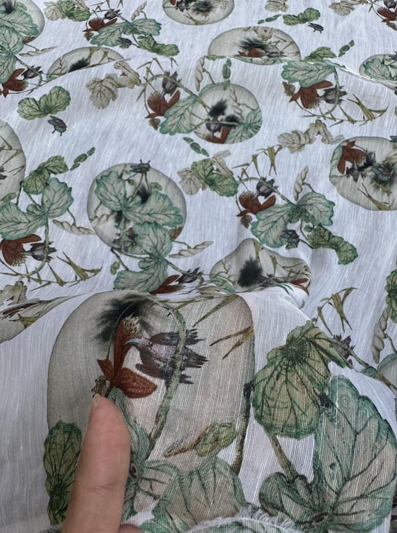 Print Silk linen fabric by the yard