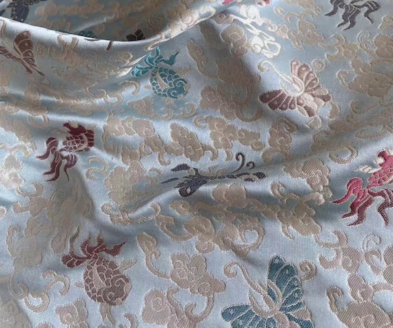 Jacquard brocade silk fabric by the yard