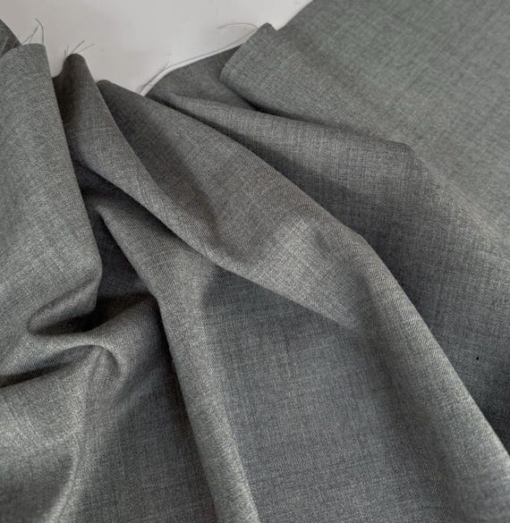 Grey Worsted Wool fabric by the yard
