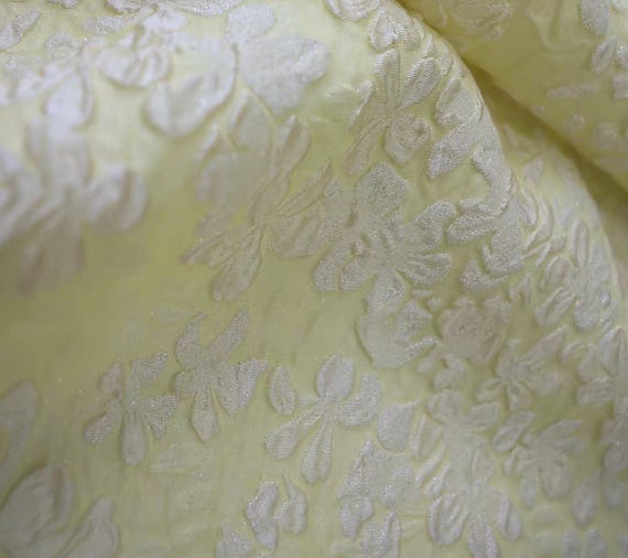 Shimmery embossed jacquard silk fabric by the yard