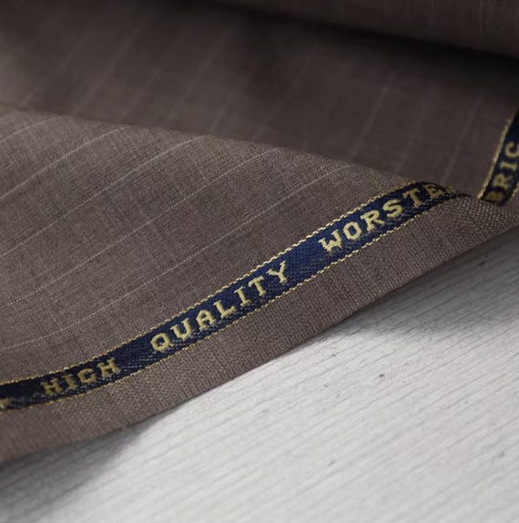 Striped Worsted Wool fabric by the yard