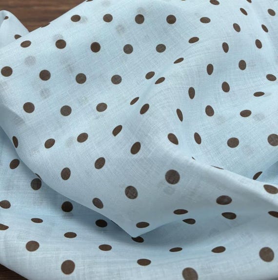 Polka Dots Print ramie fabric by the yard
