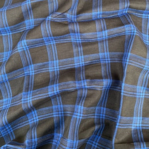Plaid linen fabric, Gingham linen fabric, Grid linen fabric, Checkered linen fabric by the yard